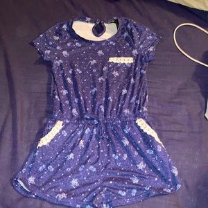 Girls romper with flower detail and lace
